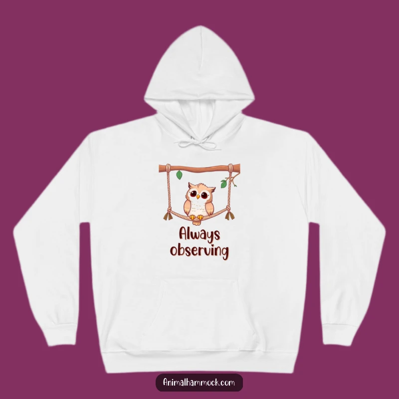 Funny Curious Owl Hammock Hoodie - Cozy Intellect Gift for Owl Fans