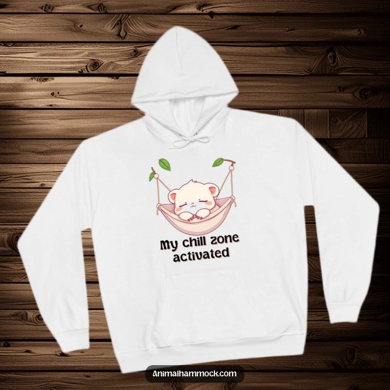 Funny Hoodie: A tiny creature napping peacefully in a hammock, offering cozy comfort and a relaxed vibe.