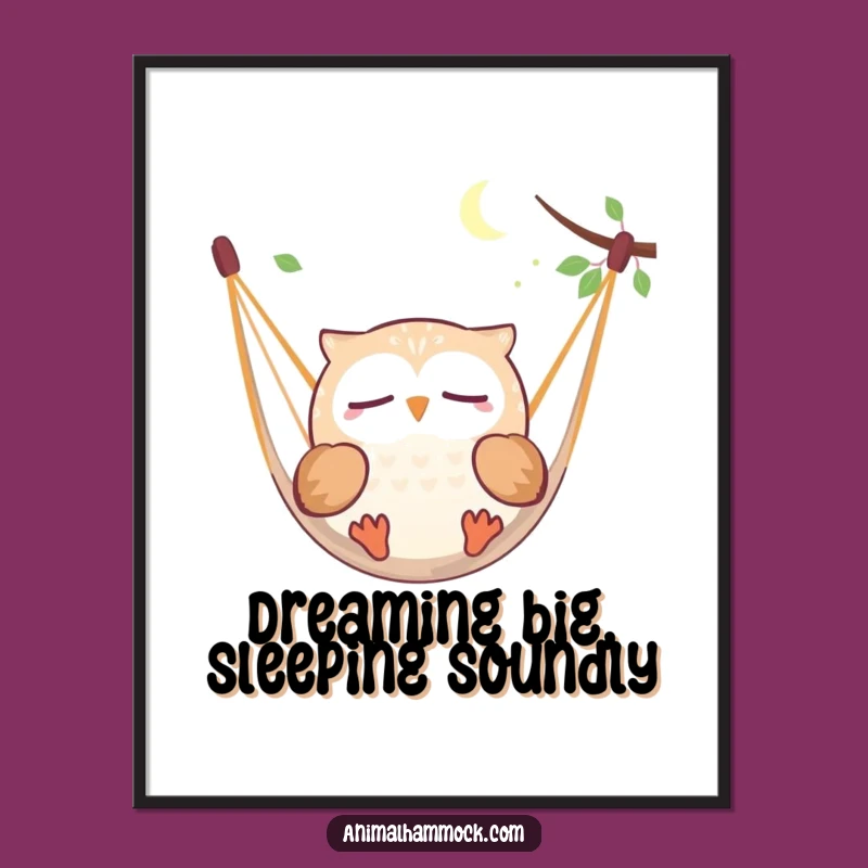 Free Printable Wall Art: Funny Dreaming Owl Hammock Art, Downloadable Decor