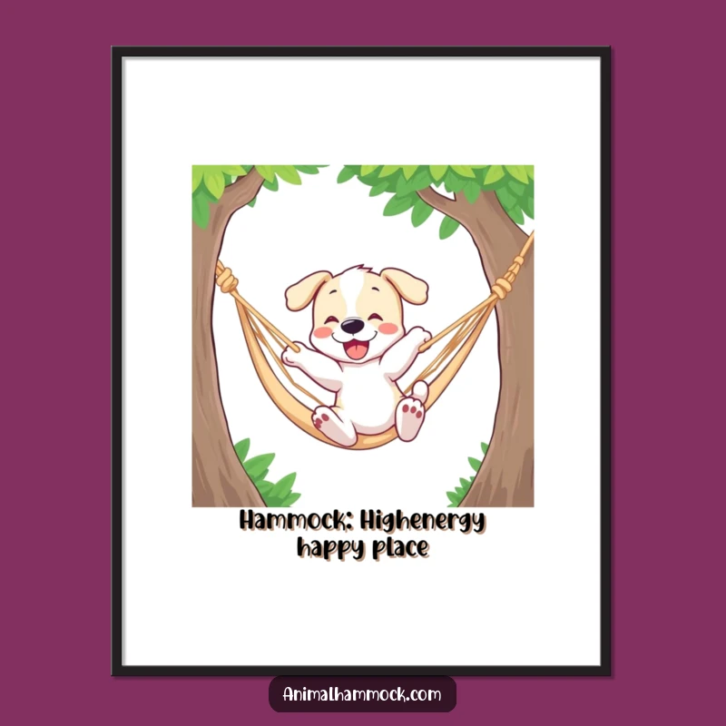 Free Printable Bouncy Puppy Hammock Art: Funny Downloadable Dog Wall Decor DIY