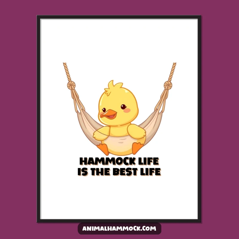 Free Printable Duckling Hammock Art: Funny Yellow Bird Downloadable Wall Decor