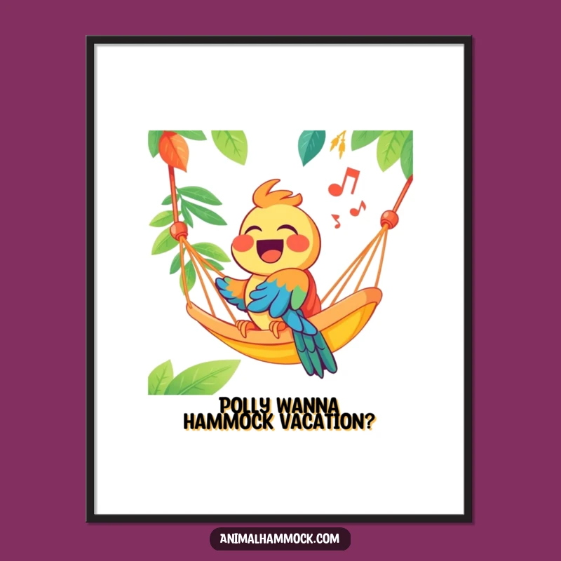 Free Printable Parrot Hammock Art: Singing Tropical Downloadable Wall Decor