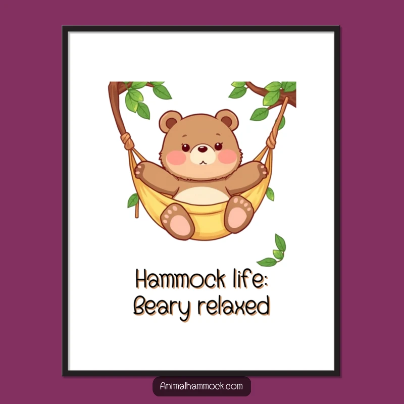 Free Printable Wall Art: Chubby Bear Cub Hammock - Humorous Downloadable Art Gift!