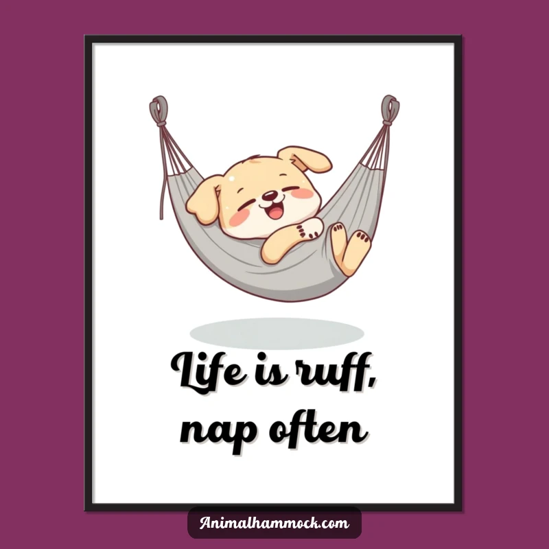Free Printable Wall Art: Delighted Dog Hammock Nap, Funny Downloadable Art