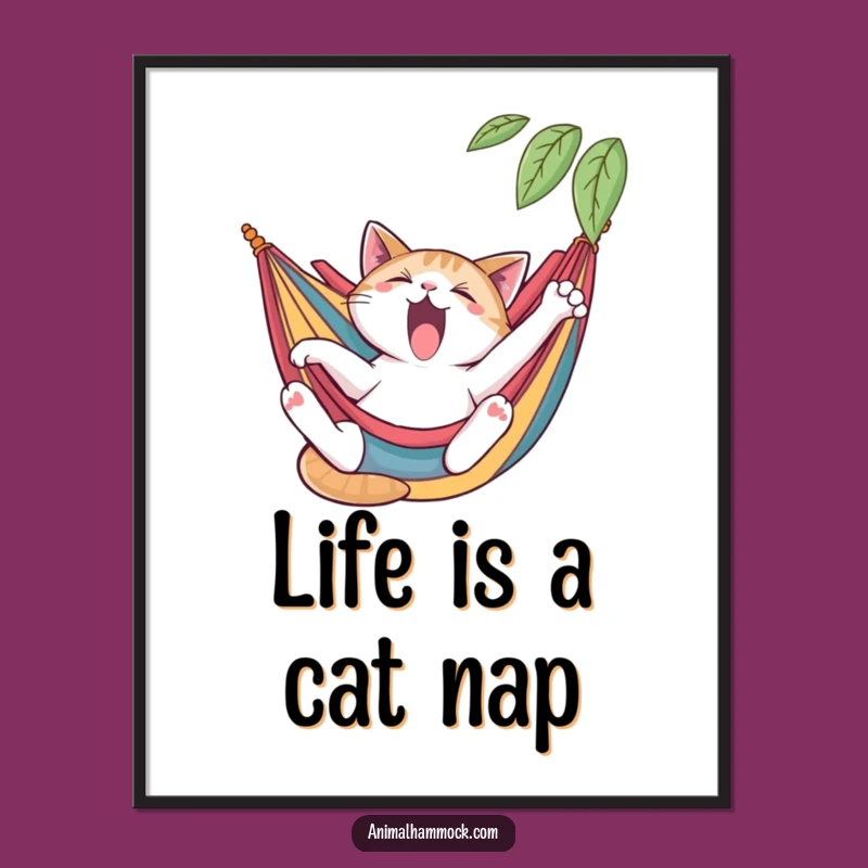 Free Printable Wall Art: Yawning Cat Hammock, Hilarious Downloadable Decor!