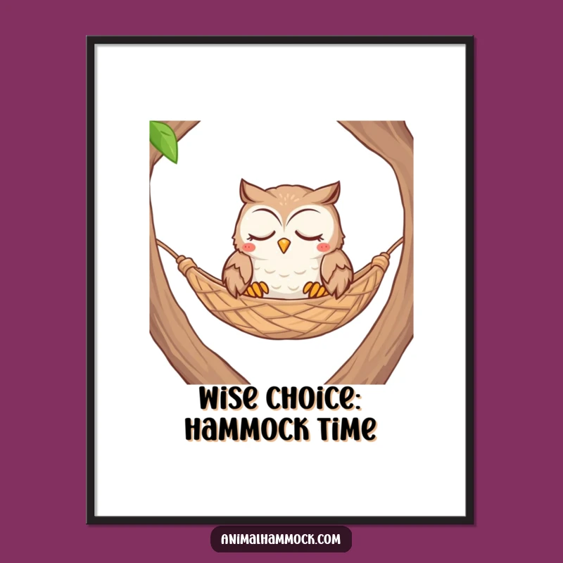 Funny Free Printable Wall Art: Owl Hammock Serenity Art Downloadable Decor