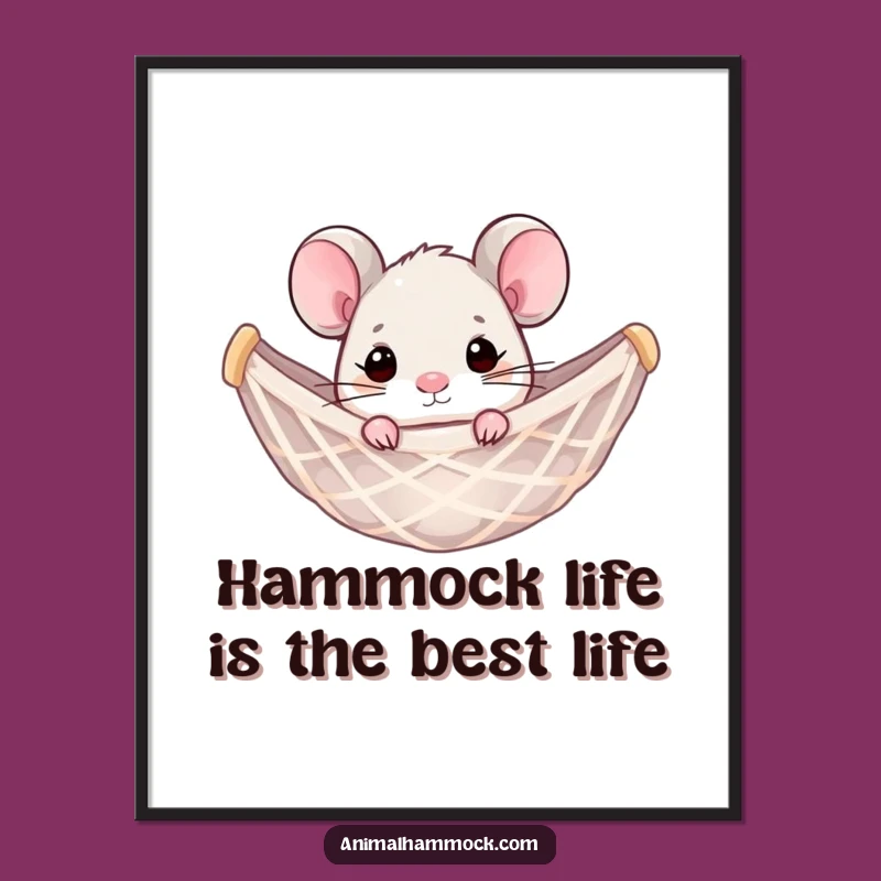 Funny Free Printable Wall Art: Relaxing Mouse Hammock Downloadable Art Gift