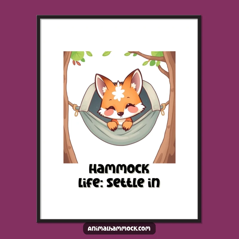 Free Printable Curious Fox Hammock Art: Funny Animal Downloadable Wall Decor