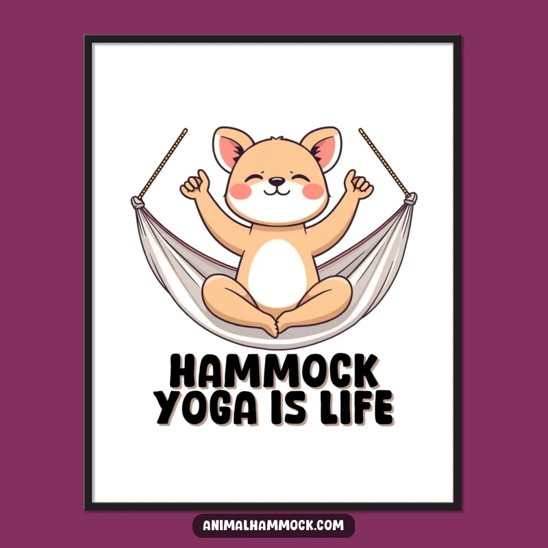 Funny Free Printable Wall Art: Yoga Animal Hammock Downloadable Decor