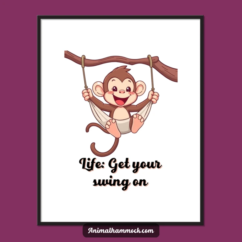 Free Printable Wall Art: Monkey Hammock Swing - Funny Downloadable Poster