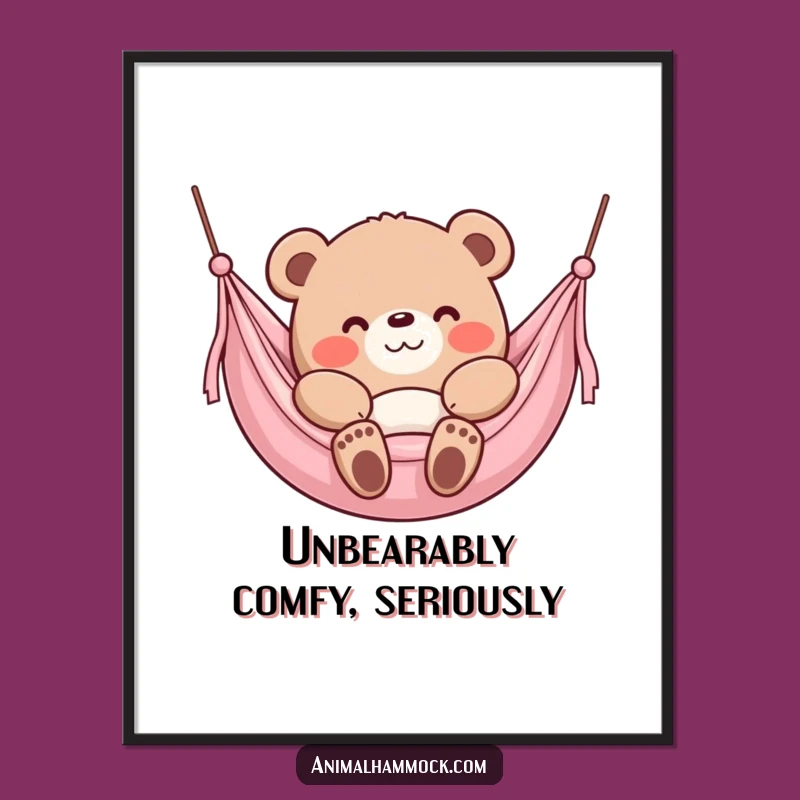 Free Printable Wall Art: Content Bear Hammock Calm, Funny Downloadable Art