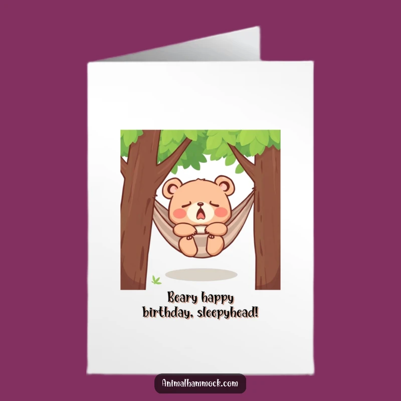 Free Printable Bear Cub Birthday Card: Sleepy Hammock Humor Downloadable Gift