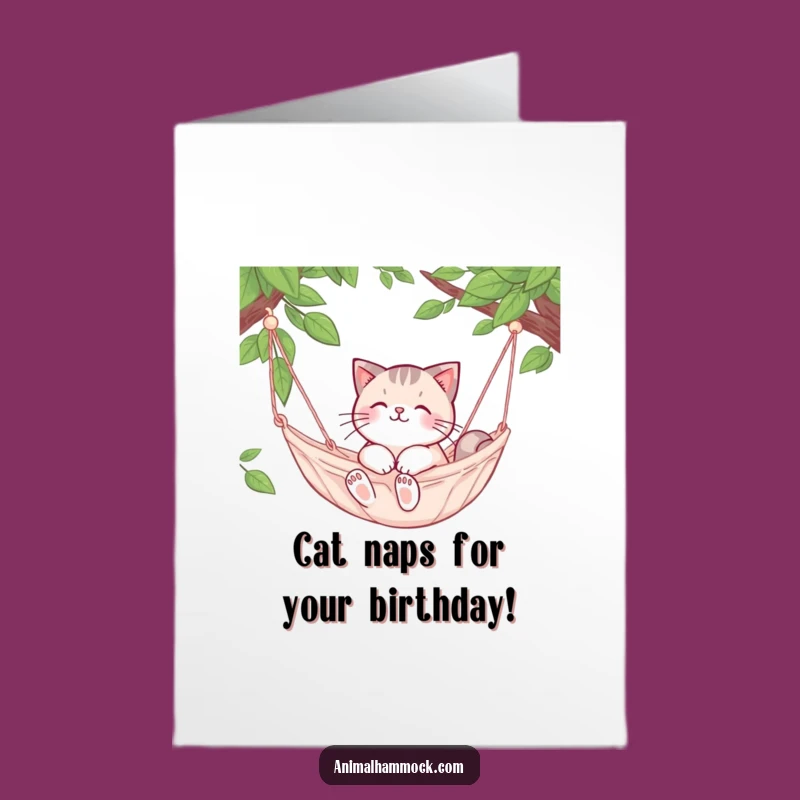 Free Printable Birthday Card: Cat's Cozy Nap Funny Downloadable Gift