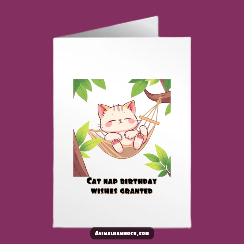 Free Printable Birthday Card: Euphoric Cat Hammock Fun, Perfect Funny Downloadable Gift