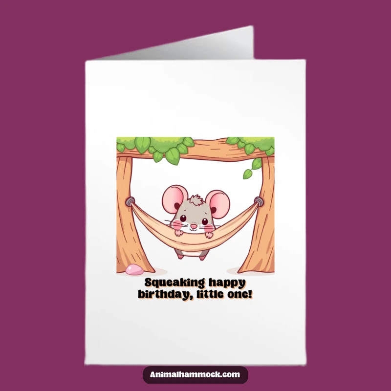 Free Printable Birthday Card: Mouse Hammock Surprise - Funny Downloadable Gift