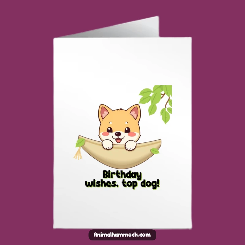 Free Printable Birthday Card: Shiba Puppy Hammock Peek, Hilarious Downloadable Gift!
