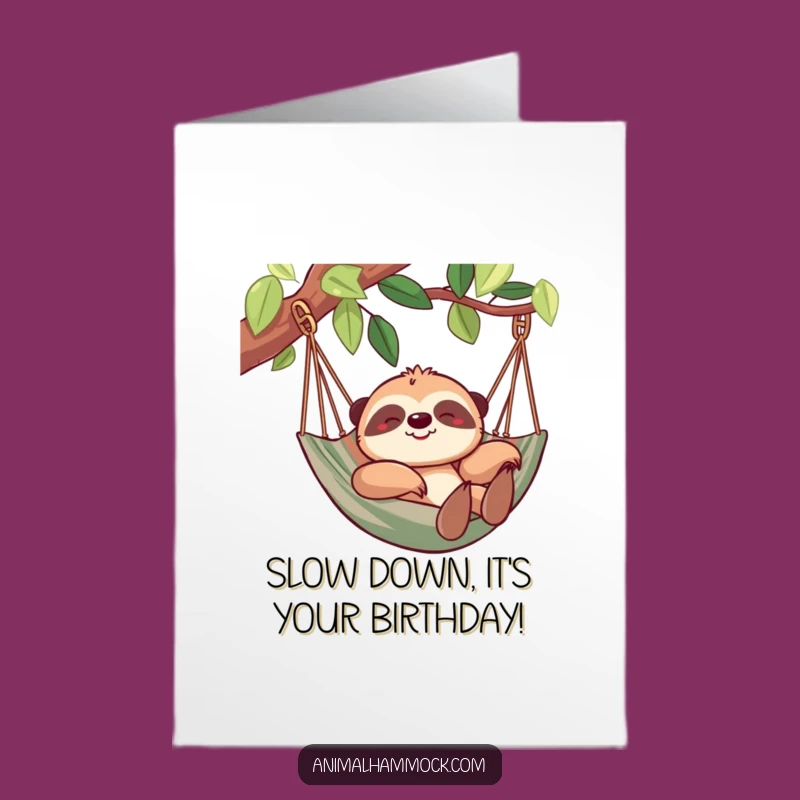 Free Printable Birthday Card: Sloth Hammock Chill, Funny Downloadable Gift