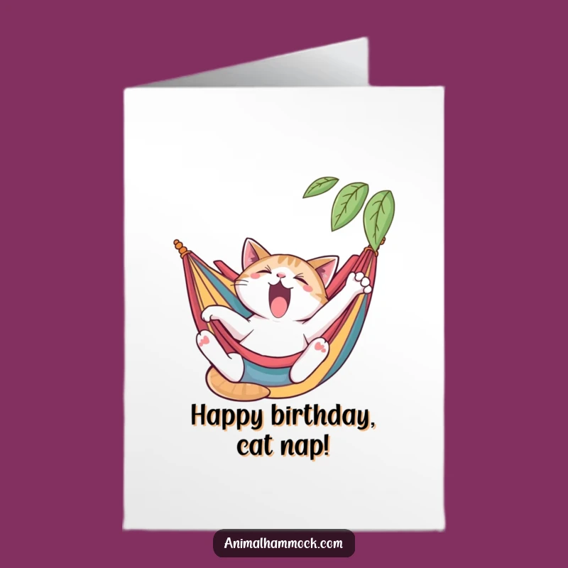 Free Printable Birthday Card: Yawning Cat Hammock, Hilarious Downloadable Gift!