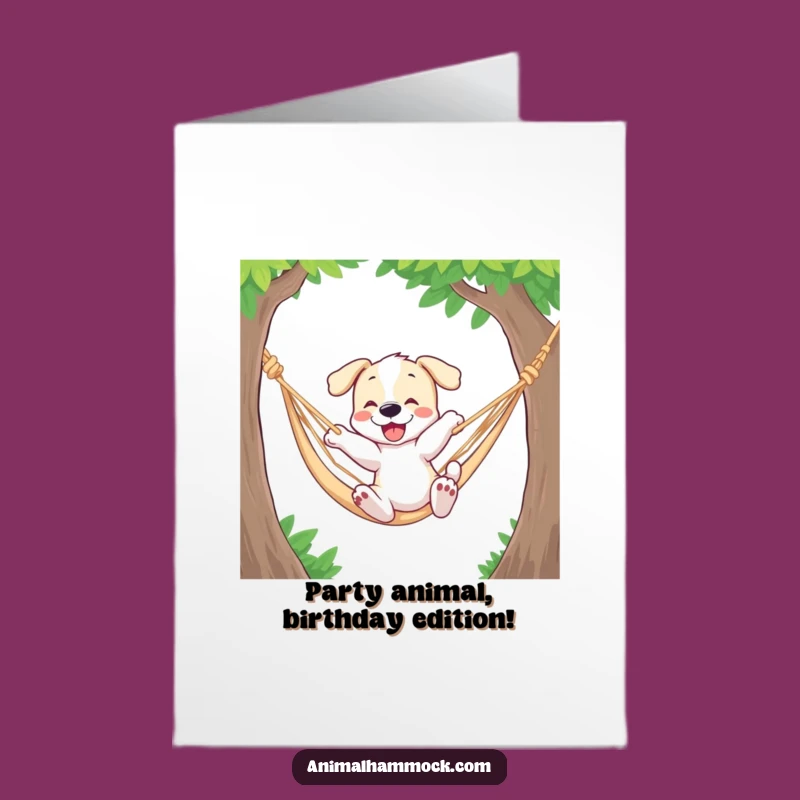 Free Printable Bouncy Puppy Birthday Card: Energetic Hammock Fun DIY Downloadable