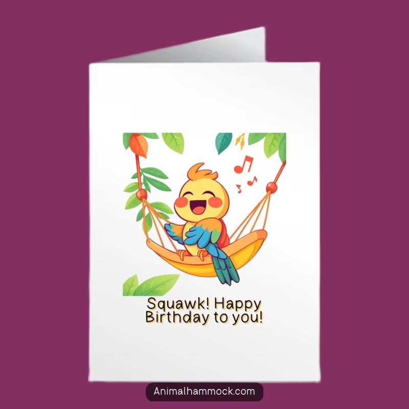 Free Printable Parrot Birthday Card: Singing Hammock Joy Downloadable Gift