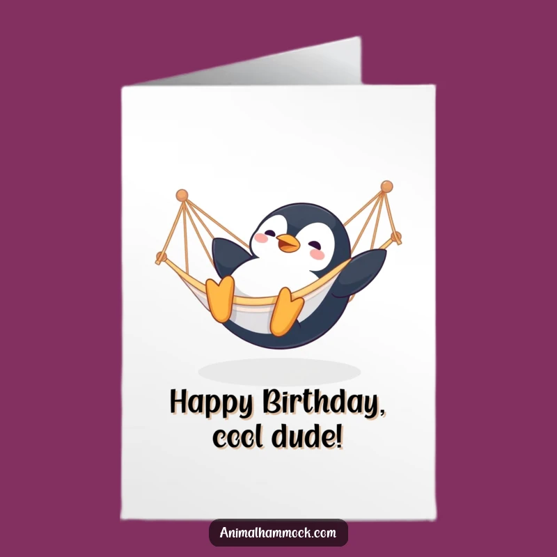Free Printable Penguin Birthday Card: Funny Hammock Fun Downloadable Gift