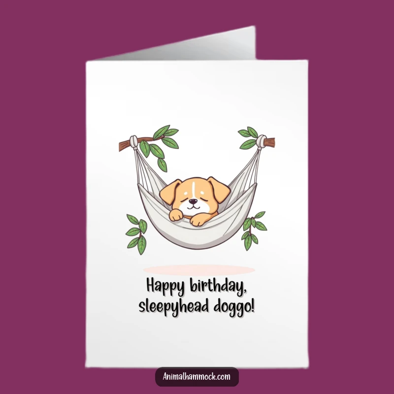 Free Printable Dog Birthday Card - Snoozing Hammock Relaxation Downloadable