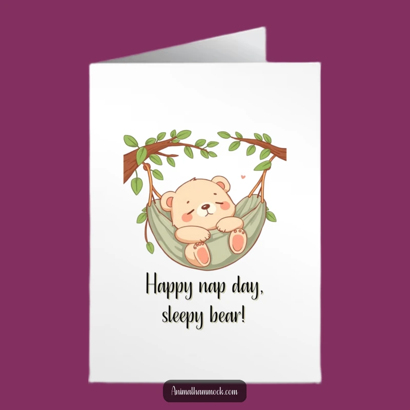 Free Printable Funny Birthday Card: Sleepy Bear Cub Hammock Nap