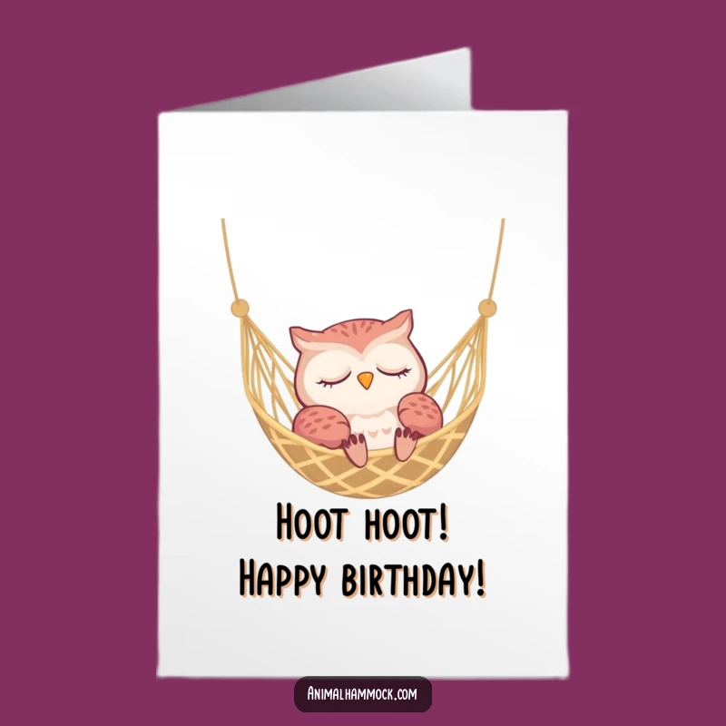Free Printable Birthday Card: Sleepy Owl Hammock Rest - Peaceful Downloadable Gift!