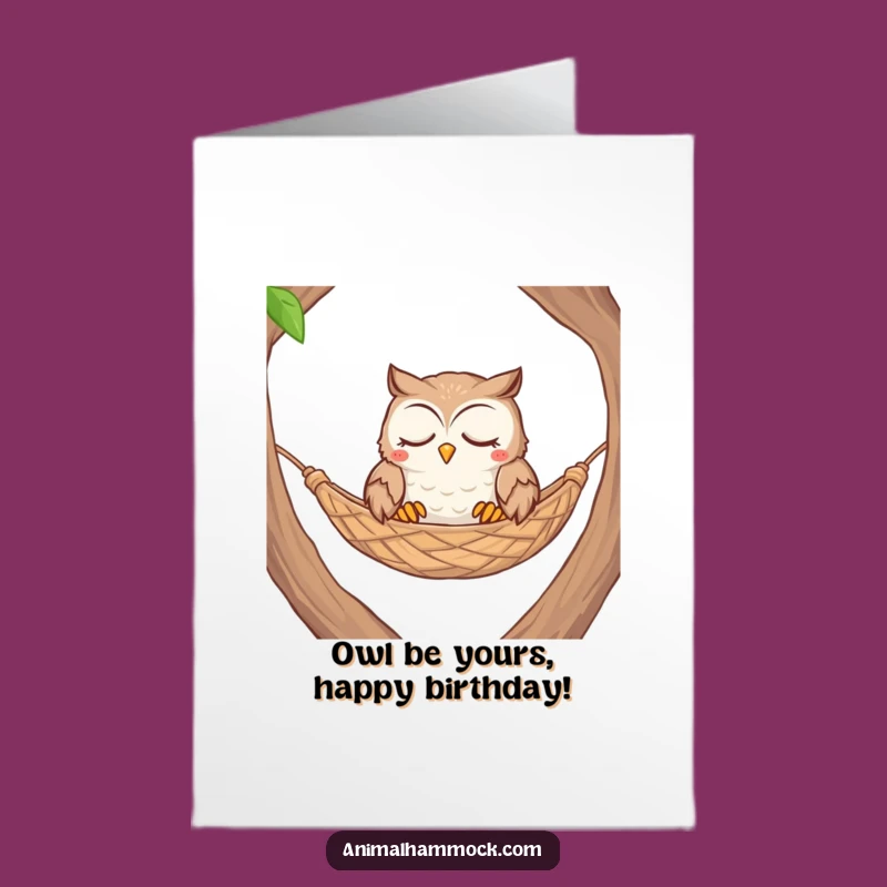 Free Printable Birthday Card: Owl Hammock Peace Funny Downloadable Gift
