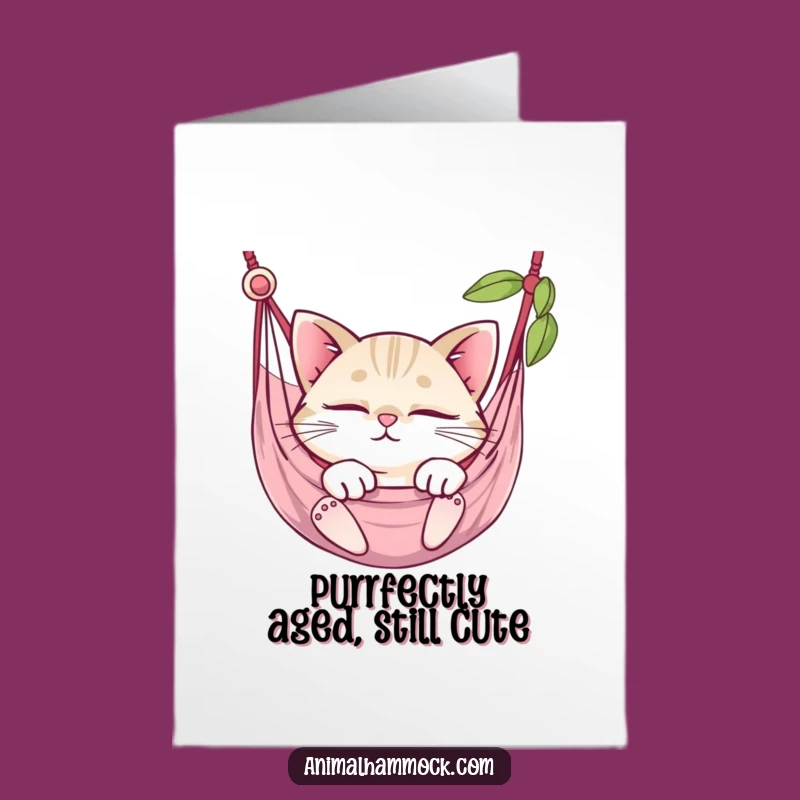 Free Printable Birthday Card: Snoozing Cat Hammock Funny Downloadable Gift