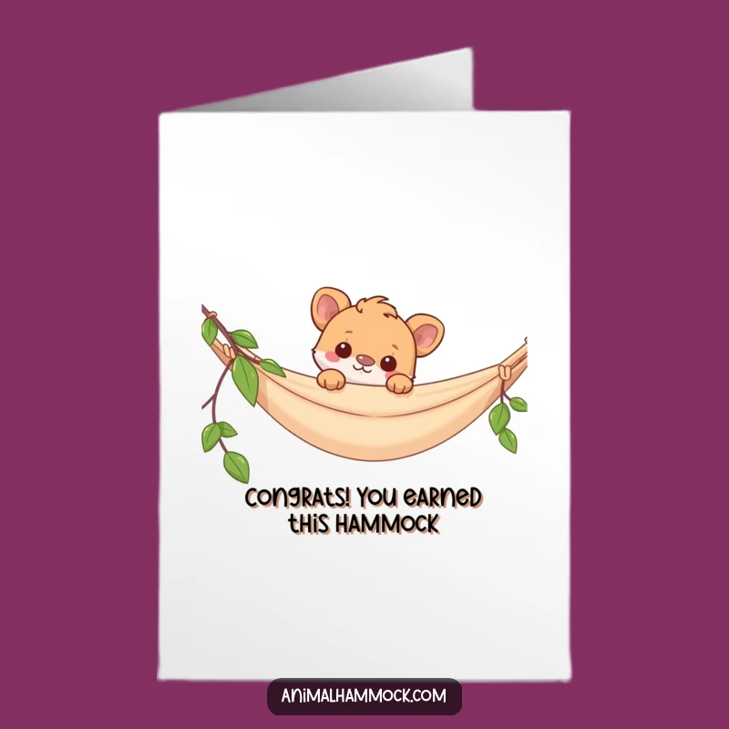 Free Printable Hammock Animal Congrats Card - Whimsical Animal Peek Downloadable Gift