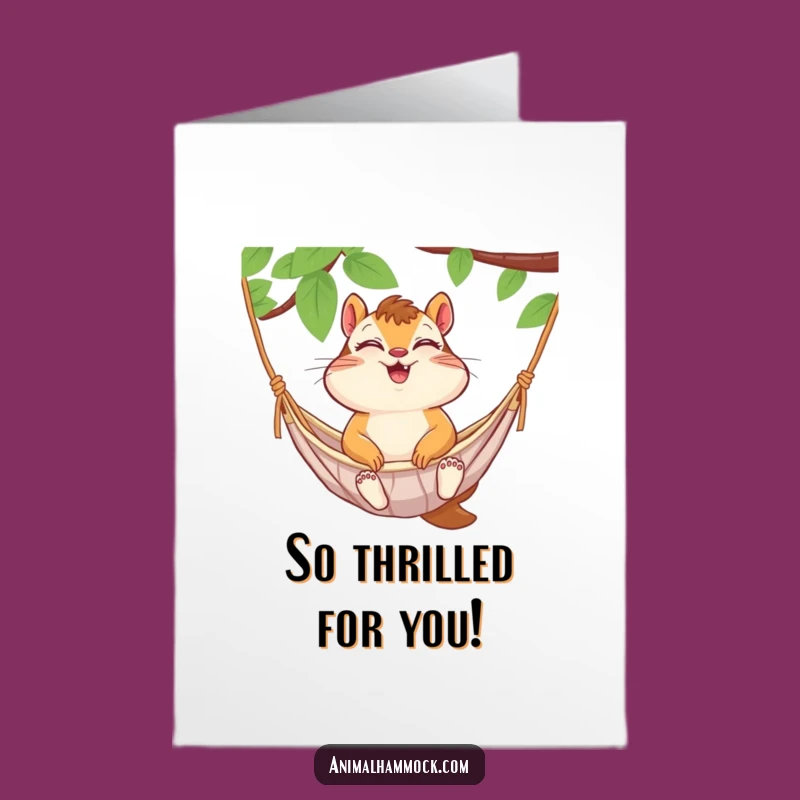 Free Printable Congrats Card: Joyful Chipmunk Hammock Cheers Downloadable Gift