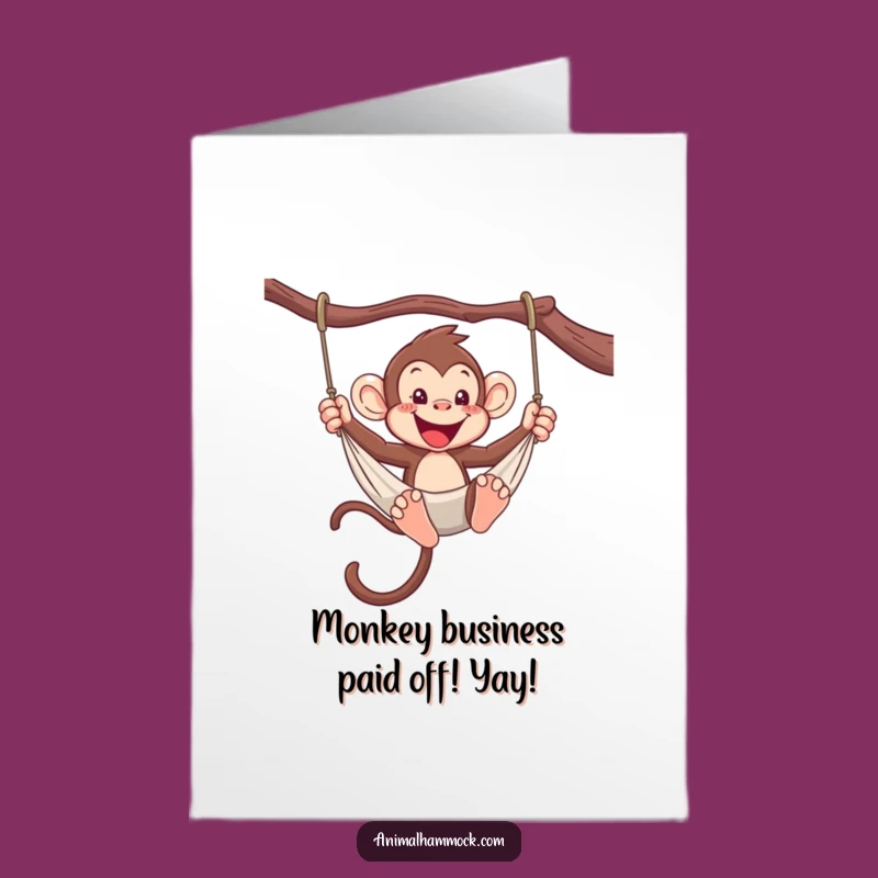 Free Printable Congrats Card: Monkey Hammock Celebration - Humorous Downloadable