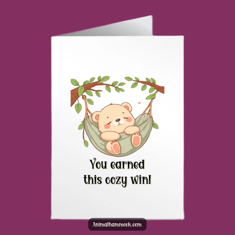 Free Printable Congrats Card: Relaxed Bear Cub Hammock Chill