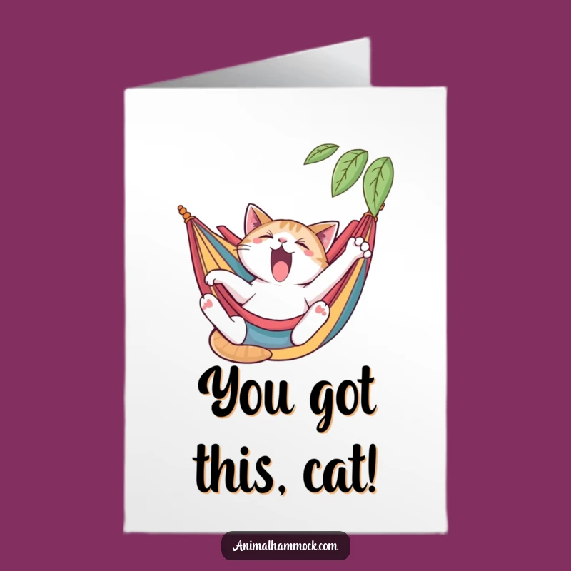 Free Printable Congrats Card: Yawning Cat Hammock, Awesome Downloadable Gift!