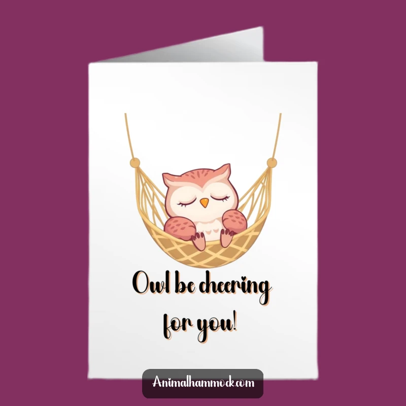 Free Printable Congratulations Card: Owl Hammock Chill - Relaxing Downloadable Greeting!