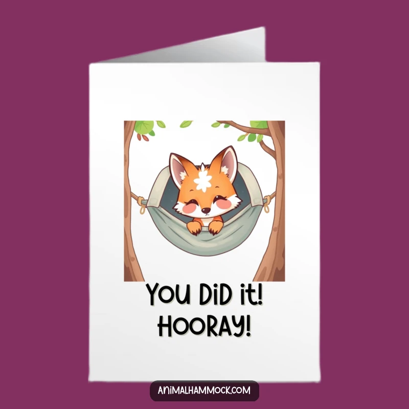 Free Printable Fox Congratulations Card: Funny Hammock Cheer Downloadable Gift