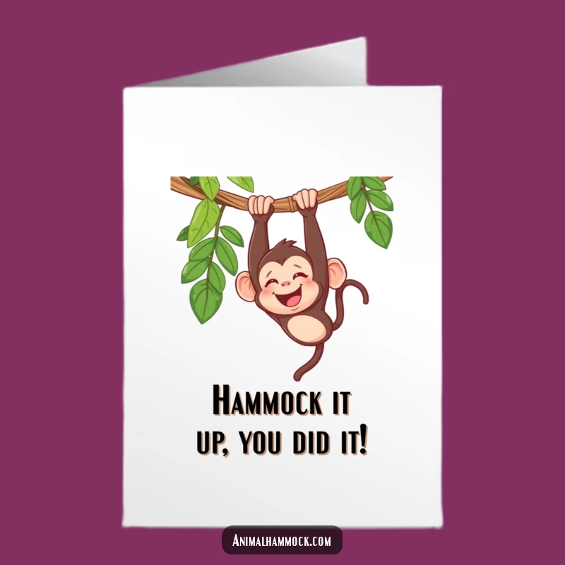 Free Printable Monkey Congratulations Card: Upside Down Hammock Cheer for Your Big Win