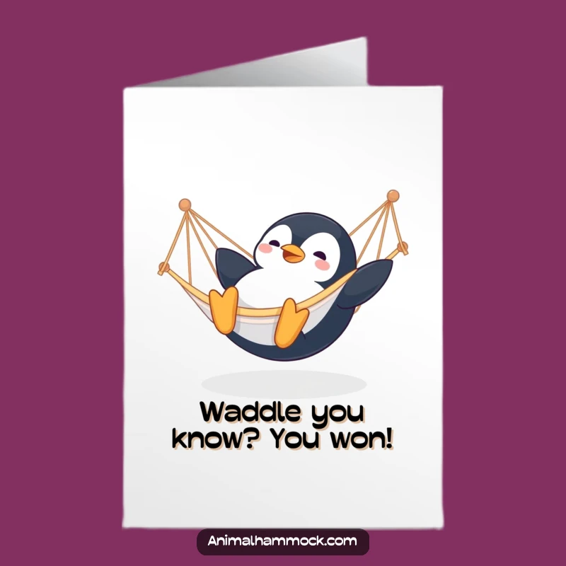 Free Printable Hammock Penguin Congratulations Card: Gleeful Slide Downloadable Gift