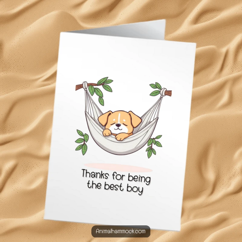 Funny Free Printable Thank You Card: A small dog enjoying a peaceful nap in a hammock.