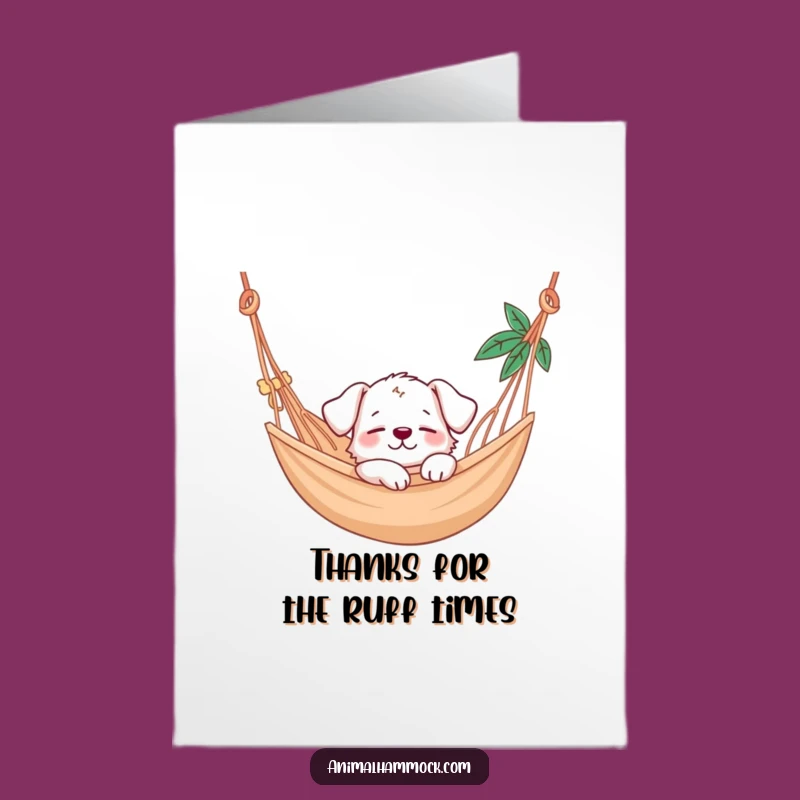 Free Printable Puppy Hammock Thank You Card: Cute Downloadable Gratitude Gift