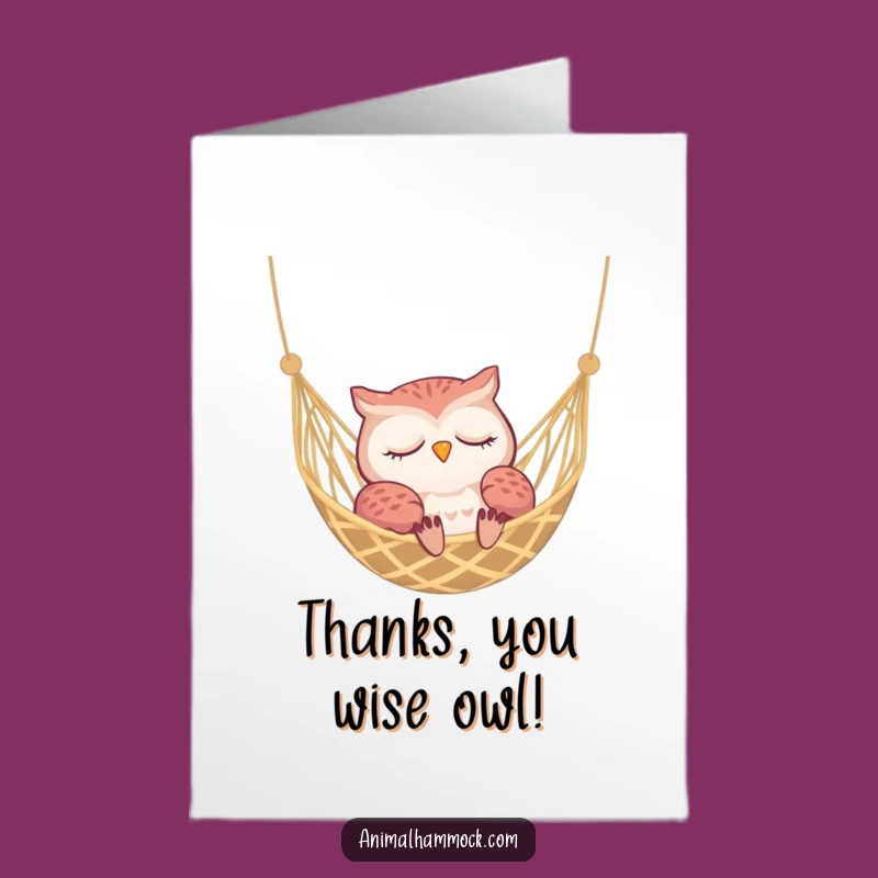 Free Printable Thank You Card: Owl's Sleepy Hammock - Gentle Downloadable Thanks!