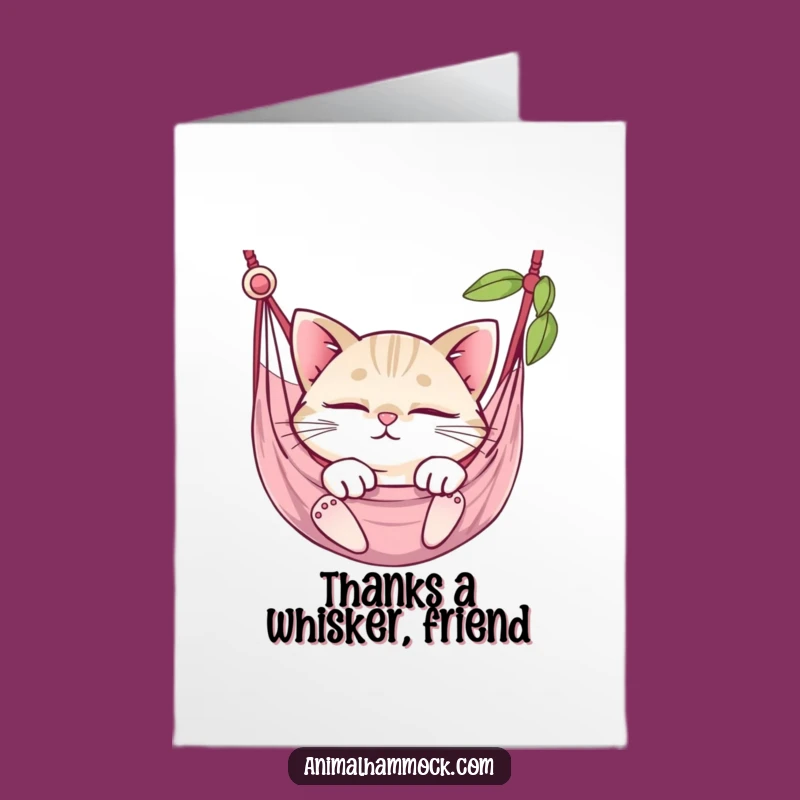 Free Printable Thank You Card: Cat Hammock Chill Funny Downloadable Gift