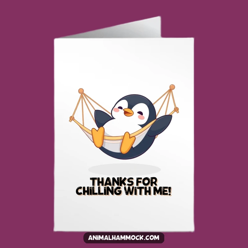 Free Printable Thank You Penguin Card: Humorous Arctic Slide Gift