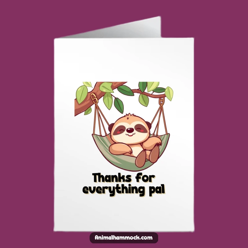 Free Printable Thank You Card: Sloth Hammock Gratitude, Funny Downloadable Gift