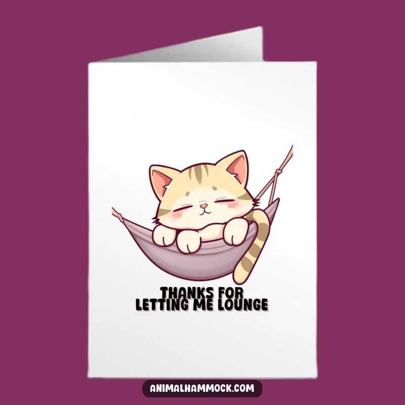 Free Printable Sleepy Cat Thank You Card: Hammock Thanks DIY Downloadable Humor