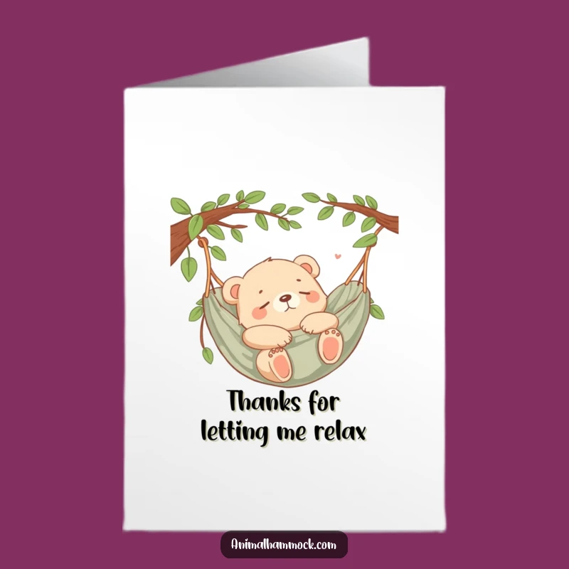 Free Printable Thank You Card: Bear Cub's Hammock Gratitude