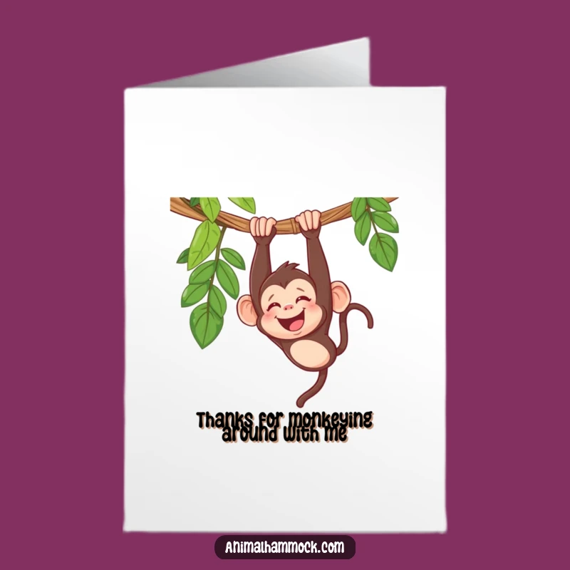 Free Printable Thank You Card: Giggling Monkey Hammock Surprise, A Fun Downward Greeting