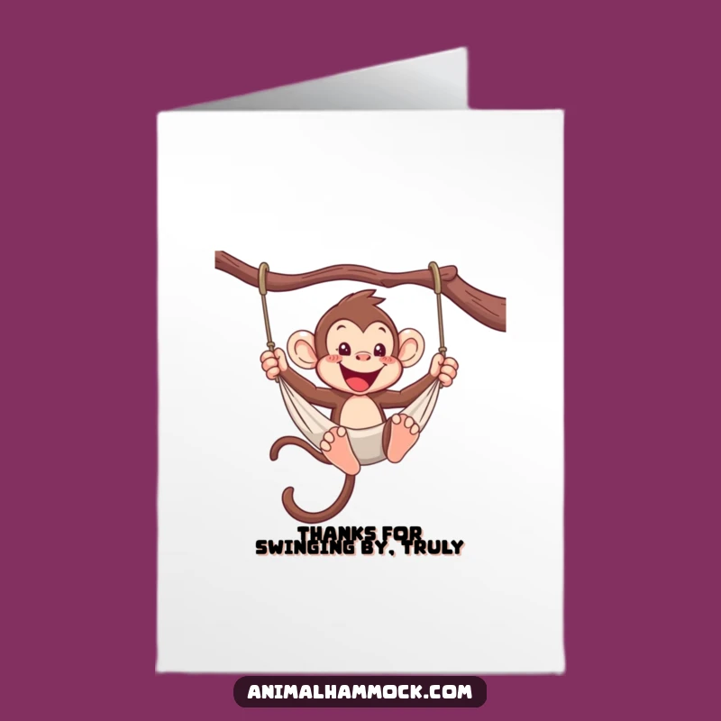 Free Printable Thank You Card: Monkey Hammock Thanks - Funny Downloadable