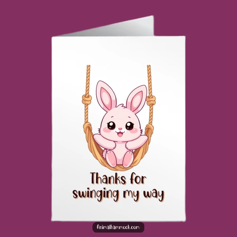 Free Printable Funny Bunny Hammock Thank You Card - Downloadable Sweet Gift